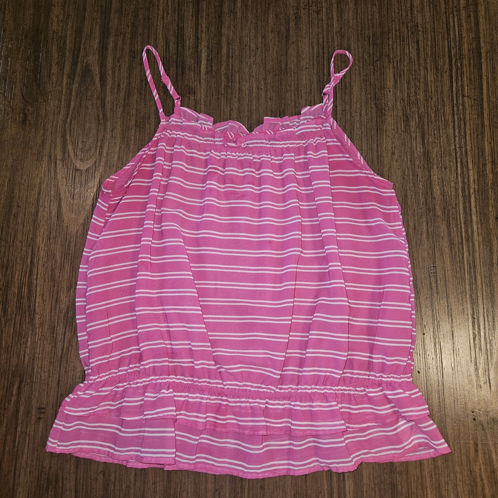 Banana Republic Vibrant Pink and White Striped Blouse